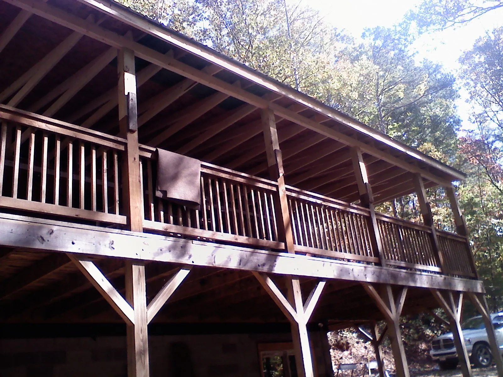Timber framing under a new elevated porch and deck — Roof Leak Repair in Perkasie by Roofing Brothers